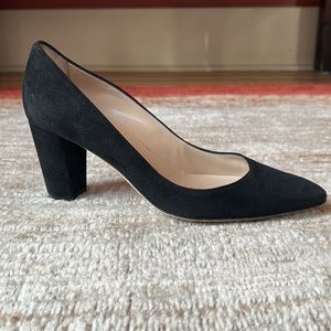 Manolo Blahnik Block-Heel Suede Pumps, Black, Size 39, 8US